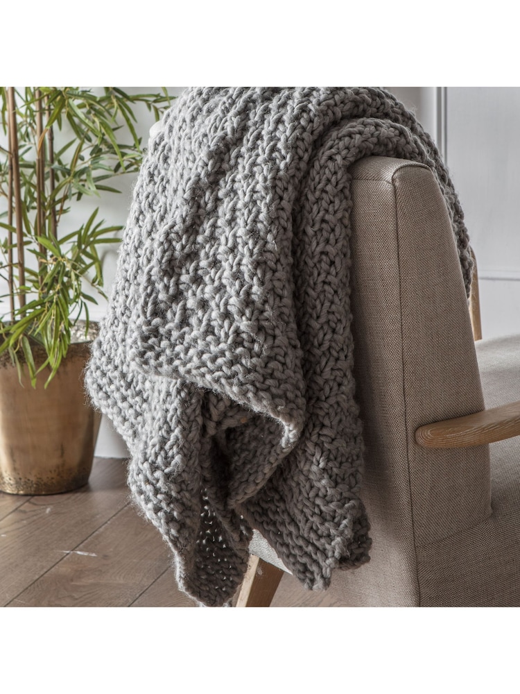 Gallery Home Grey Moss Chunky Knitted Throw - Image 1 of 5