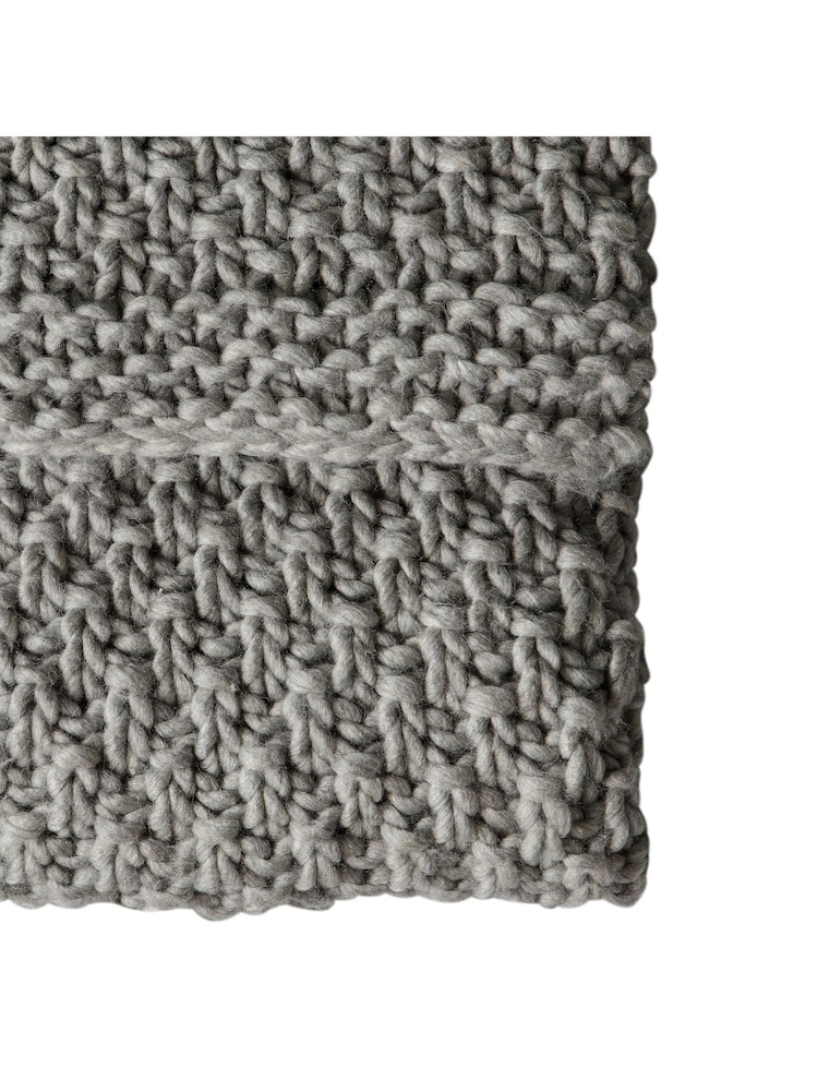 Gallery Home Grey Moss Chunky Knitted Throw - Image 6 of 6 Gallery Home Grey Moss Chunky Knitted Throw - Image 6 of 6