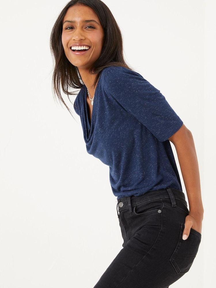 FatFace Blue Mercer Cowl Sparkle Longline Tunic - Image 1 of 1