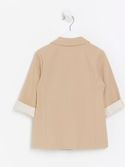 River Island Light Brown Girls Rolled Sleeve Blazer - Image 2 of 4