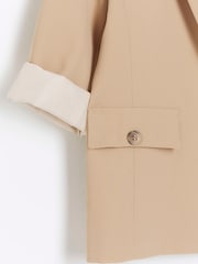 River Island Light Brown Girls Rolled Sleeve Blazer - Image 4 of 4