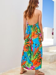Green/Blue Halterneck Midi Coverup Summer Dress - Image 4 of 6