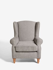 Woven Chenille Light Grey Sherlock Highback Armchair - Image 2 of 9