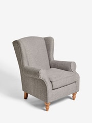 Woven Chenille Light Grey Sherlock Highback Armchair - Image 3 of 9