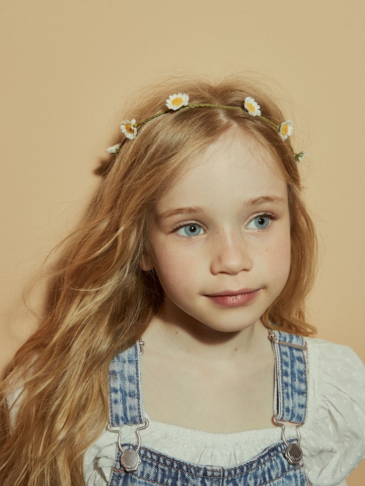 Light Blue With floral AOP - Denim Dungarees (3-12yrs) - Image 3 of 8