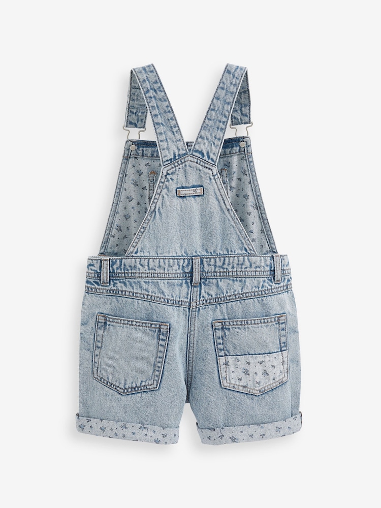 Light Blue With floral AOP - Denim Dungarees (3-12yrs) - Image 6 of 8