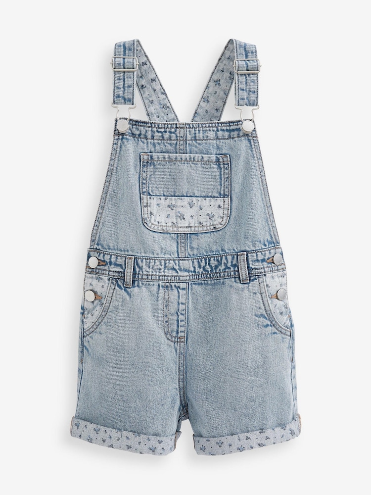 Light Blue With floral AOP - Denim Dungarees (3-12yrs) - Image 7 of 8