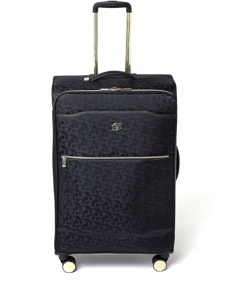 Dune London Black Oriel Monogram 78cm Large Suitcase - Image 1 of 5