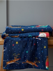 Catherine Lansfield Blue Santa's Christmas Wonderland Warm And Cosy Fleece Throw - Image 1 of 4