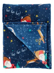 Catherine Lansfield Blue Santa's Christmas Wonderland Warm And Cosy Fleece Throw - Image 4 of 4