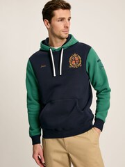 Joules Official Badminton Green & Navy Jersey Hoodie - Image 1 of 7