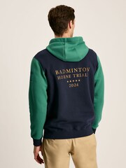 Joules Official Badminton Green & Navy Jersey Hoodie - Image 2 of 7