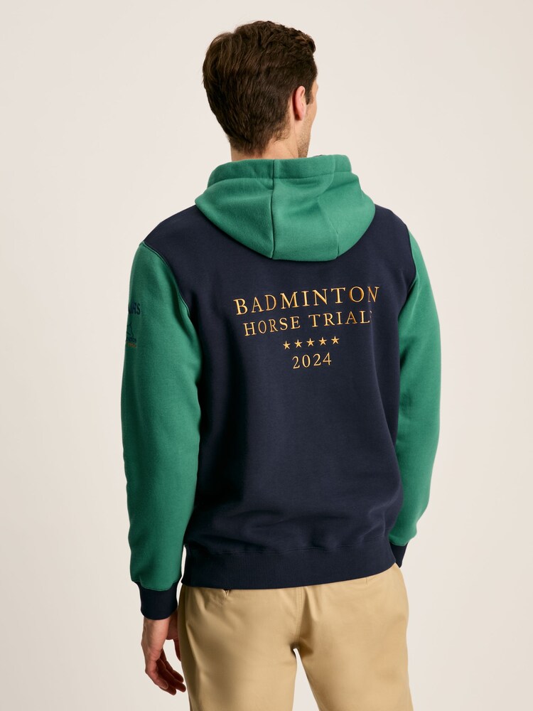 Joules Official Badminton Green & Navy Jersey Hoodie - Image 2 of 7