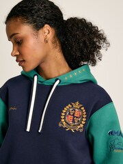 Joules Official Badminton Green & Navy Jersey Hoodie - Image 4 of 7