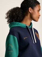 Joules Official Badminton Green & Navy Jersey Hoodie - Image 5 of 7