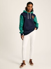 Joules Official Badminton Green & Navy Jersey Hoodie - Image 6 of 7