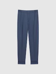 Reiss Steel Blue Brighton Relaxed Drawstring Trousers with Turn-Ups - Image 2 of 6