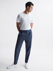 Reiss Steel Blue Brighton Relaxed Drawstring Trousers with Turn-Ups - Image 3 of 6