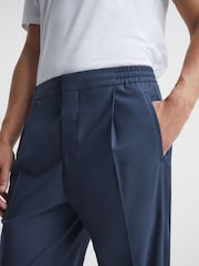 Reiss Steel Blue Brighton Relaxed Drawstring Trousers with Turn-Ups - Image 4 of 6