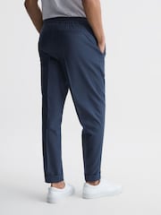 Reiss Steel Blue Brighton Relaxed Drawstring Trousers with Turn-Ups - Image 5 of 6