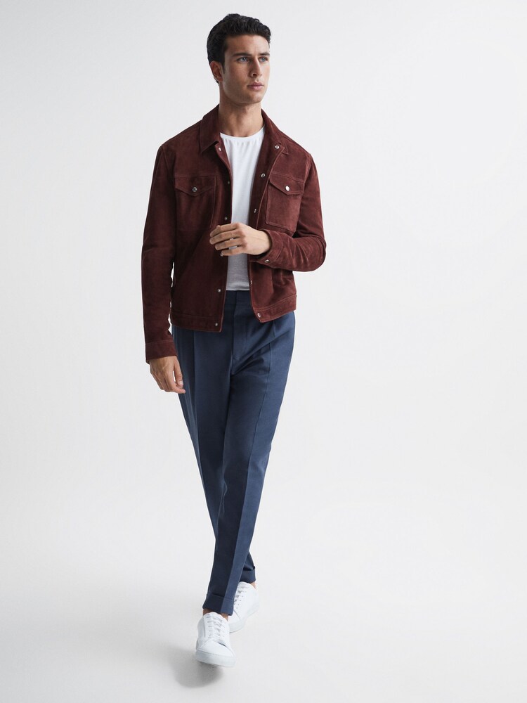 Reiss Steel Blue Brighton Relaxed Drawstring Trousers with Turn-Ups - Image 6 of 6