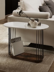 Grey Linear Marble Effect Sofa Side Table - Image 1 of 6