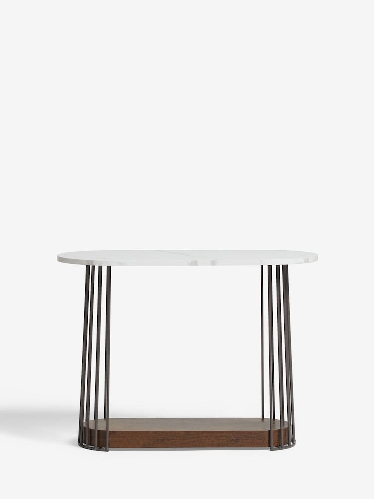 Grey Linear Marble Effect Sofa Side Table - Image 2 of 6