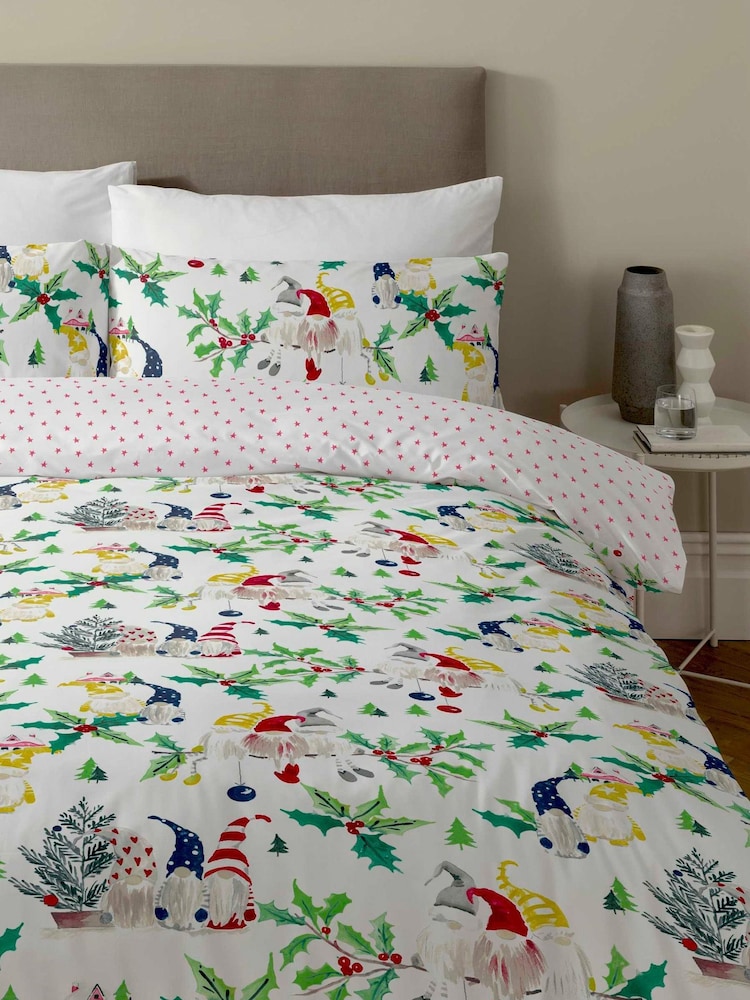 Copenhagen Home White Christmas Gonks Duvet Cover and Pillowcase Set - Image 2 of 2