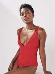 Red Plunge Tummy Control Swimsuit - Image 1 of 6