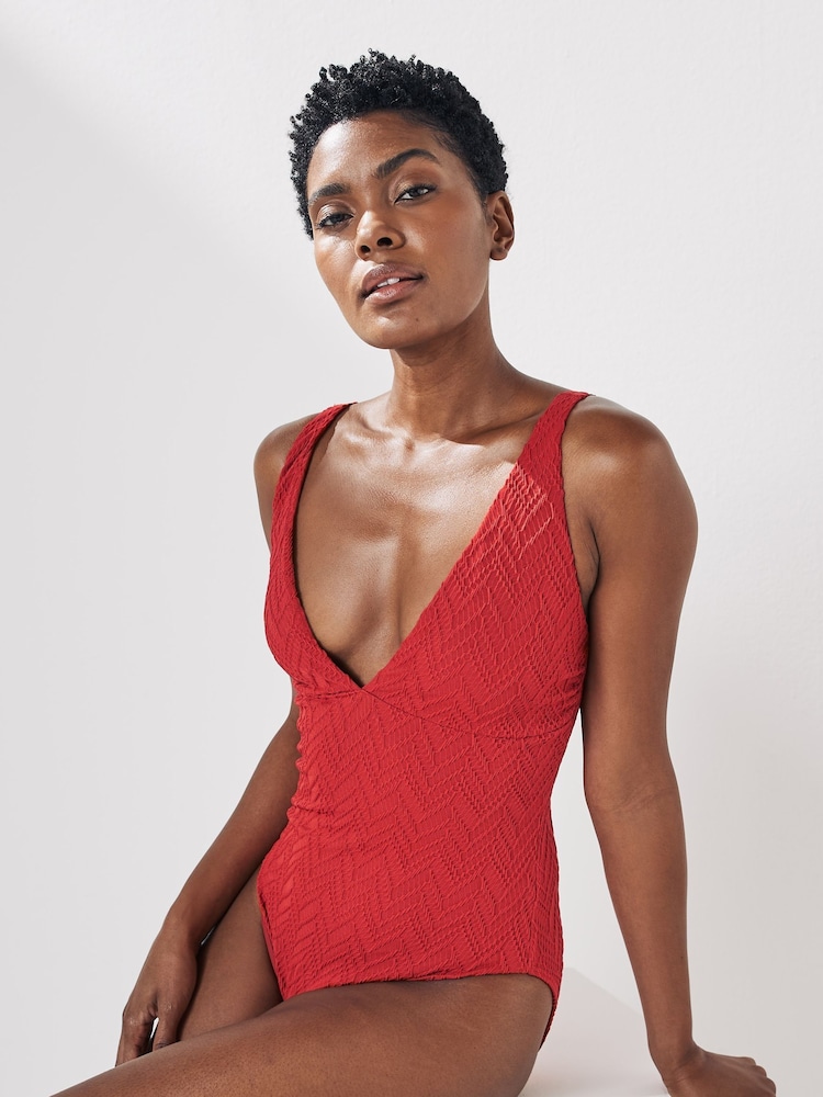 Red Plunge Tummy Control Swimsuit - Image 1 of 6