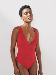 Red Plunge Tummy Control Swimsuit - Image 2 of 6