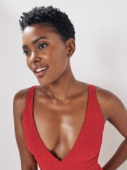 Red Plunge Tummy Control Swimsuit - Image 5 of 6