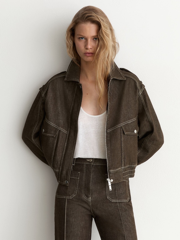 Reiss Blair Relaxed Denim Bomber Jacket - Bild 1 von 6