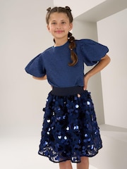 Angel & Rocket Blue Ellie Sequin Skirt - Image 4 of 8