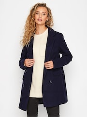 Long Tall Sally Blue Double Breasted Brushed Blazer - Image 1 of 4