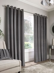 Appletree Grey Conrad Eyelet Curtains - Image 1 of 3