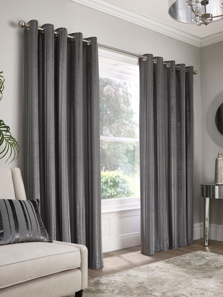 Appletree Grey Conrad Eyelet Curtains - Image 1 of 3