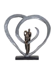 Libra Bronze Couple In Love Sculpture In Ornaments Circular Heart - Image 2 of 4