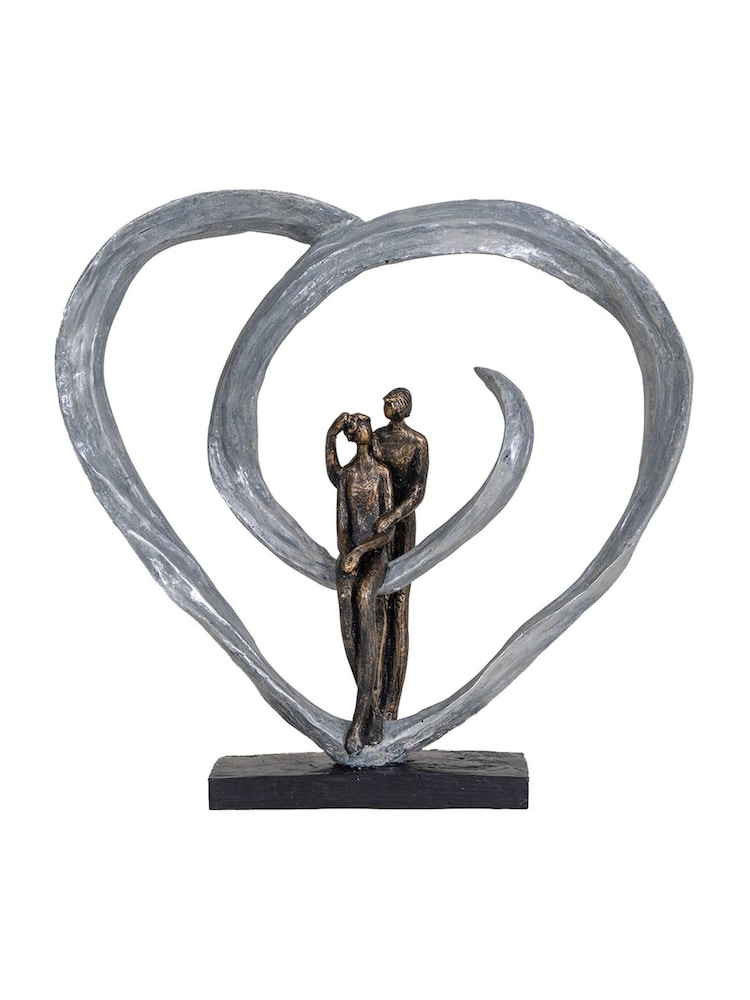 Libra Bronze Couple In Love Sculpture In Ornaments Circular Heart - Image 2 of 4 Libra Bronze Couple In Love Sculpture In Ornaments Circular Heart - Image 2 of 4