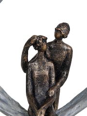Libra Bronze Couple In Love Sculpture In Ornaments Circular Heart - Image 4 of 4
