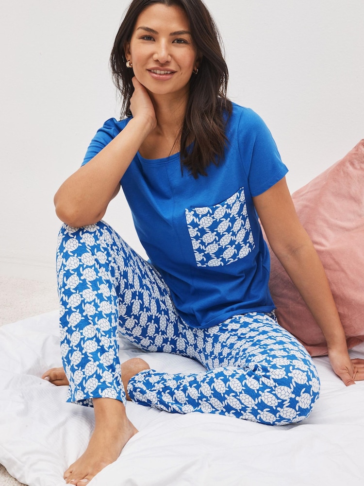 Blue Turtle Cotton Short Sleeve Pyjamas - Image 1 of 7