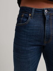 Темно-синий - Хлопковые джинсы узкого кроя прямого кроя Superdry - Изображение 5 из 8