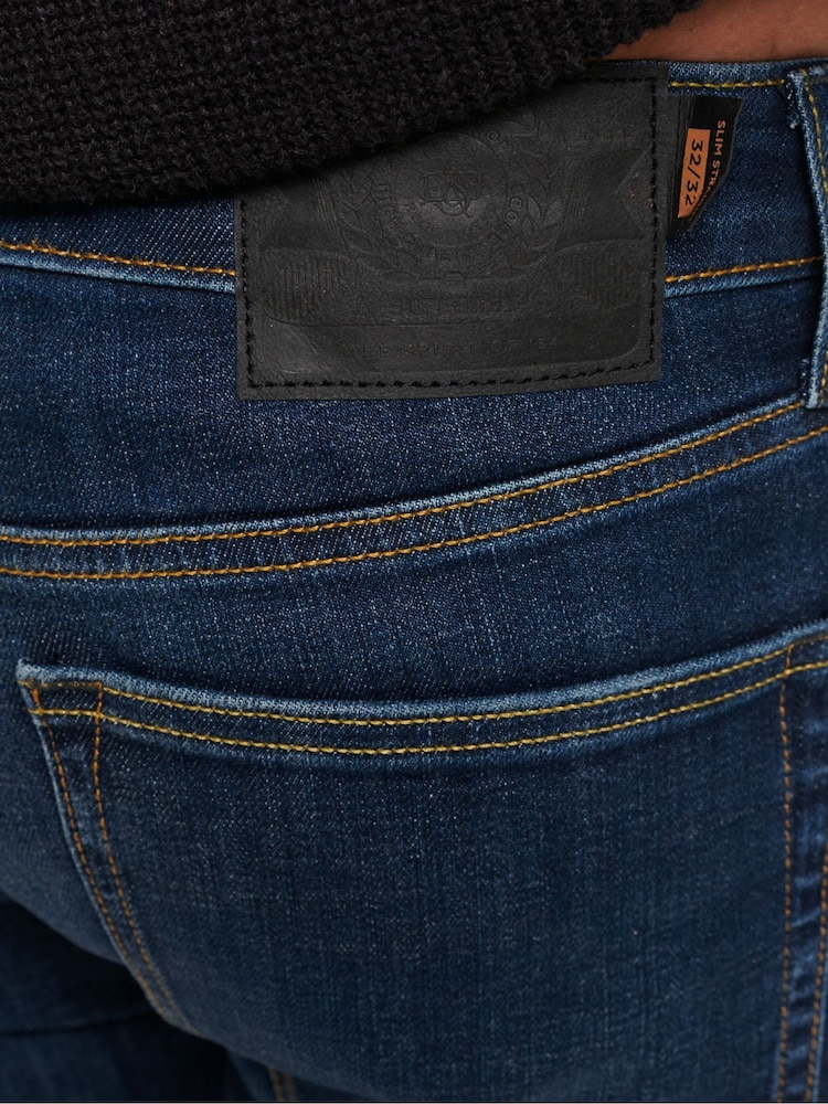 Superdry Dark Blue Cotton Slim Straight Jeans - Image 6 of 8