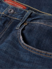 Темно-синий - Хлопковые джинсы узкого кроя прямого кроя Superdry - Изображение 8 из 8