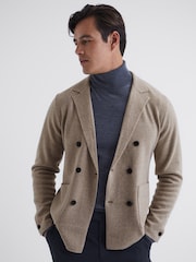 Reiss Chinchilla Marko Double Breasted Knitted Cashmere Blazer - Image 1 of 7