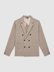 Reiss Chinchilla Marko Double Breasted Knitted Cashmere Blazer - Image 2 of 7