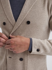 Reiss Chinchilla Marko Double Breasted Knitted Cashmere Blazer - Image 4 of 7