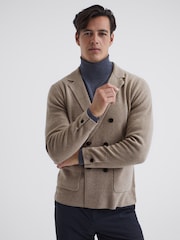 Reiss Chinchilla Marko Double Breasted Knitted Cashmere Blazer - Image 6 of 7