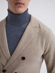 Reiss Chinchilla Marko Double Breasted Knitted Cashmere Blazer - Image 7 of 7