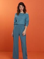 Blue Elasticated High Waist Wide Leg Trousers - Image 1 of 6